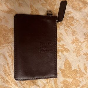 Brown Leather Zippered Wristlet Wallet